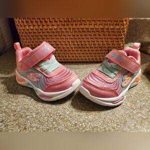 Skechers Kids' Pink and Teal Light-Up Sneakers